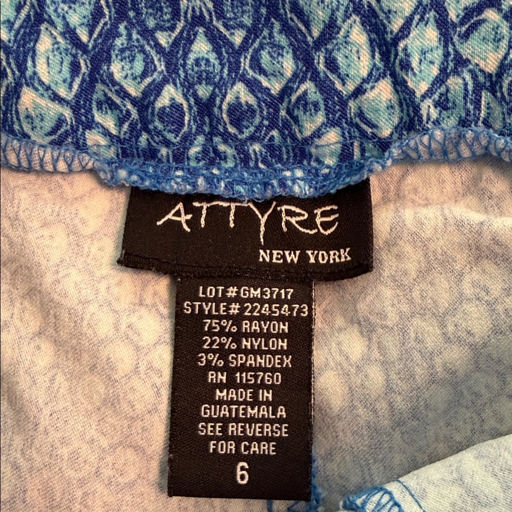 Attyre Blue Printed Mini Skort size 6 length 15” waist 30” excellent condition - Picture 4 of 8